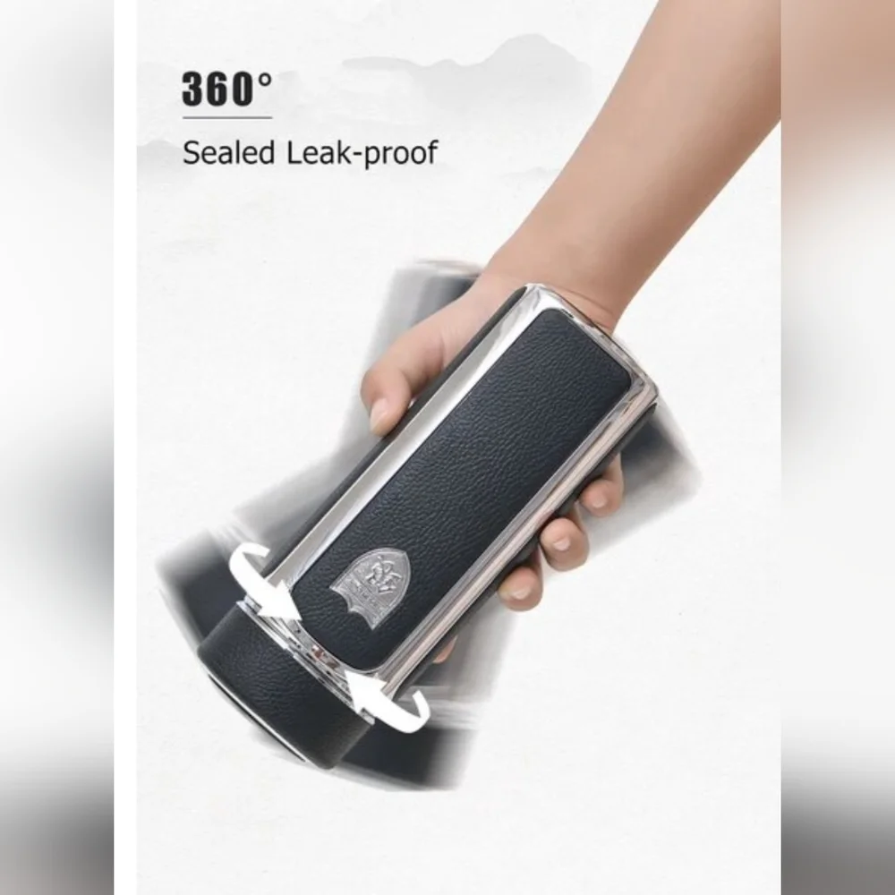 Sterling Silver 999 Inner Bladder Leather Insulation Filter Cup High-end Busines - Picture 8 of 11